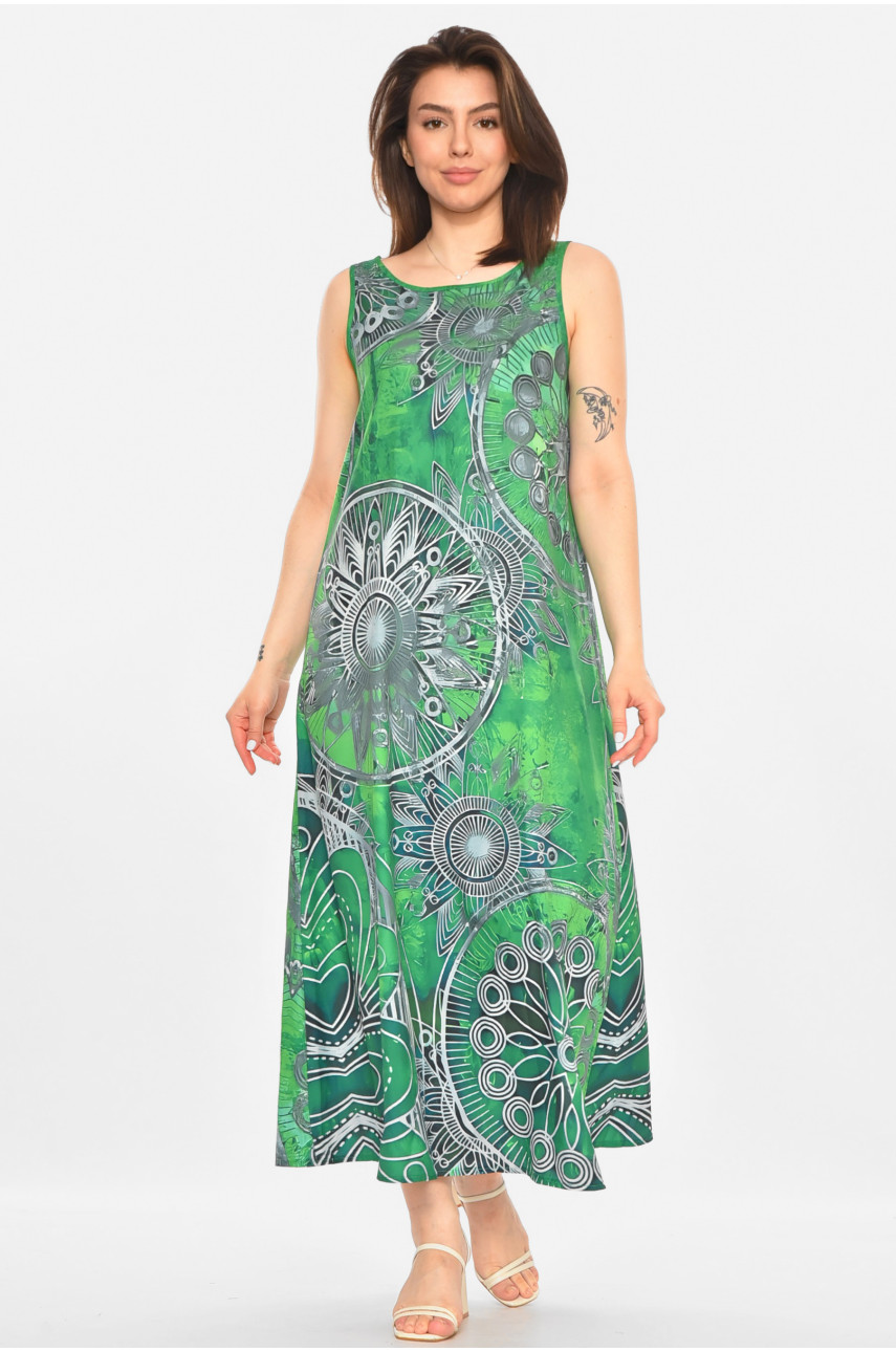 Сукня жіноча зеленого кольору з принтом 213520