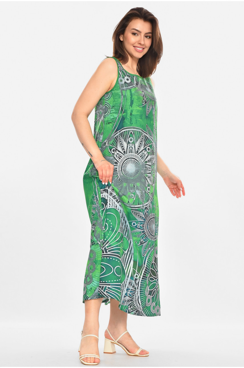 Сукня жіноча зеленого кольору з принтом 213520