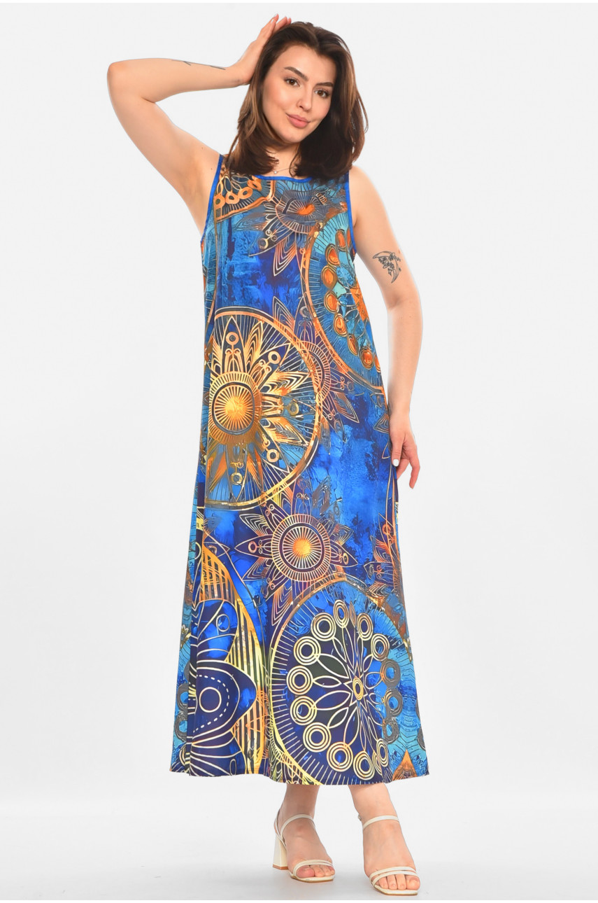 Сукня жіноча синього кольору з принтом 213521
