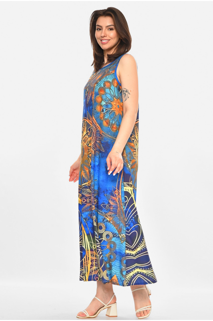 Сукня жіноча синього кольору з принтом 213521