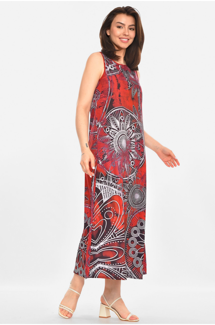 Сукня жіноча бордового кольору з принтом 213522