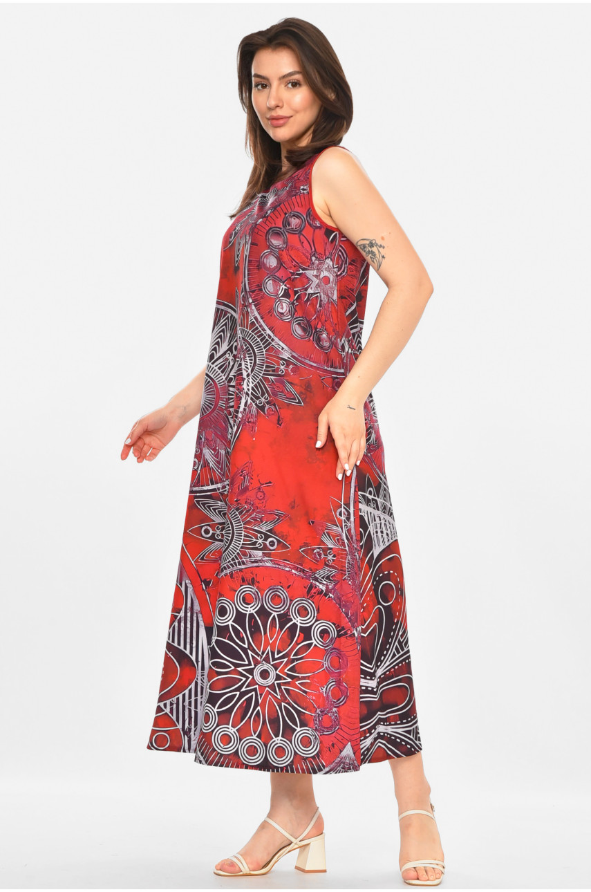 Сукня жіноча бордового кольору з принтом 213522