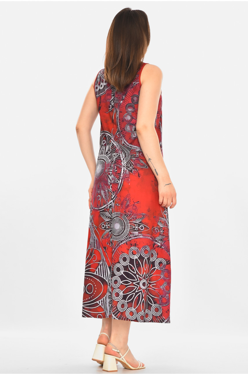 Сукня жіноча бордового кольору з принтом 213522