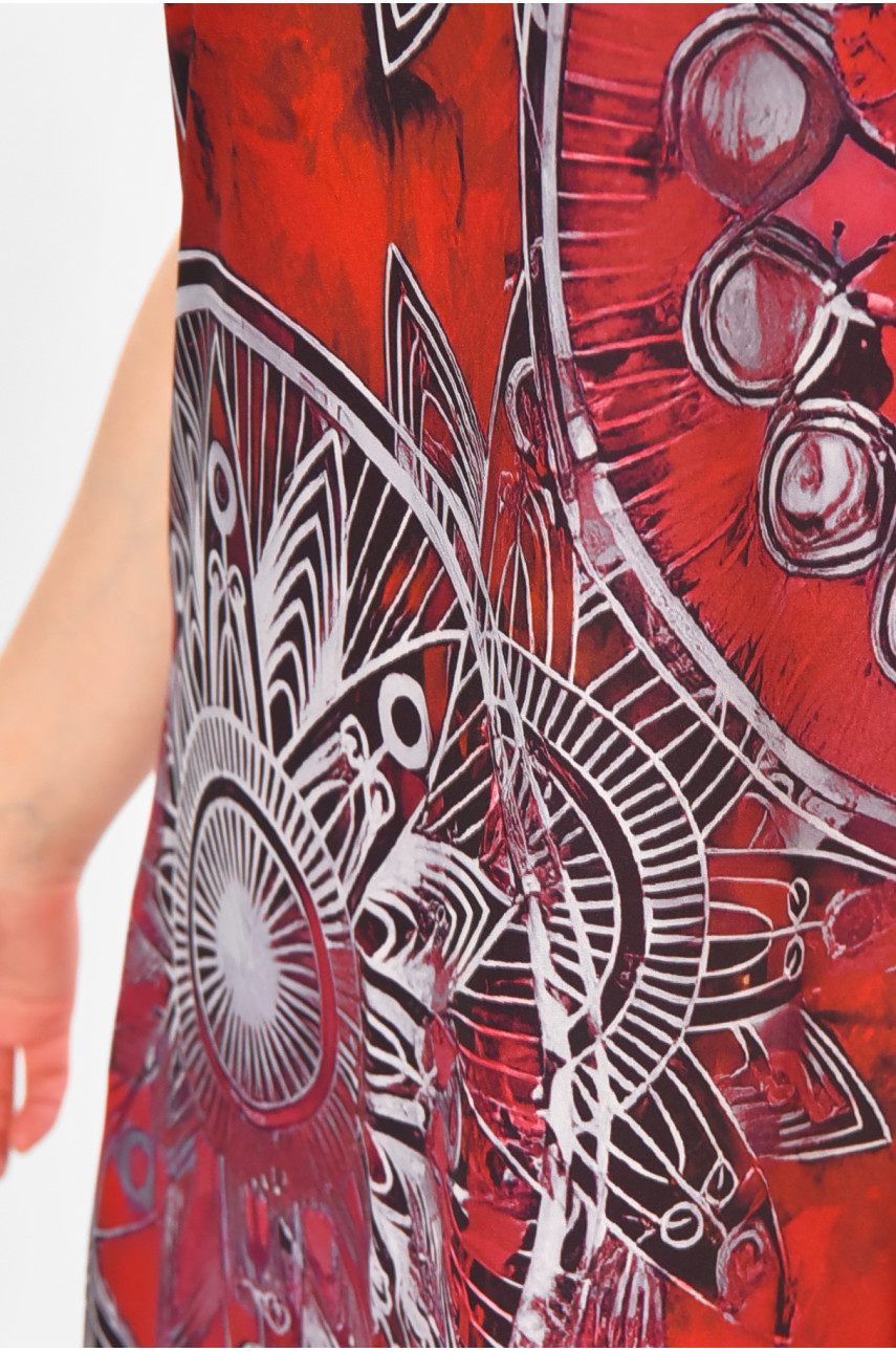 Сукня жіноча бордового кольору з принтом 213522