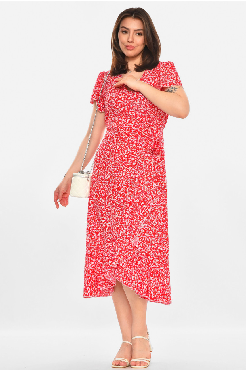 Сукня жіноча червоного кольору з принтом 213525