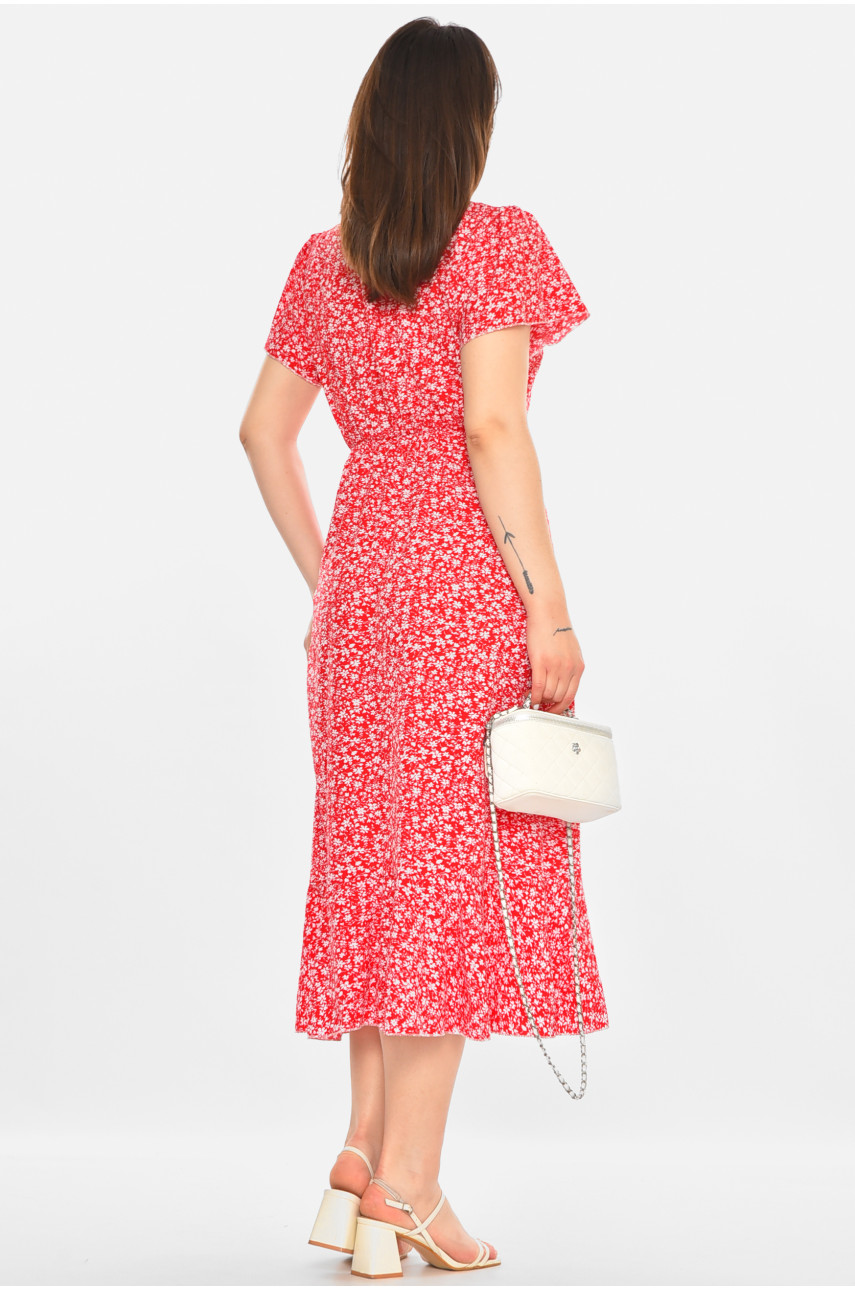 Сукня жіноча червоного кольору з принтом 213525