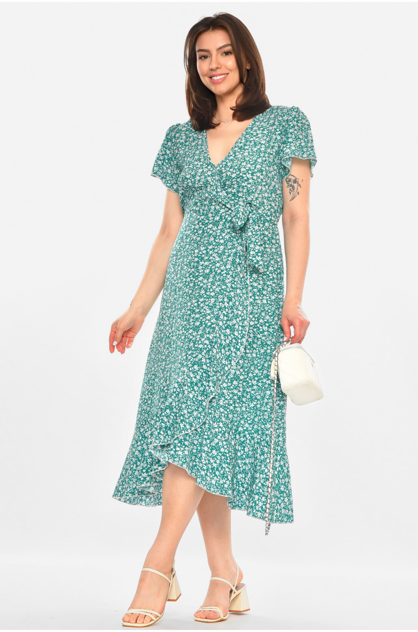 Сукня жіноча зеленого кольору з принтом 213526