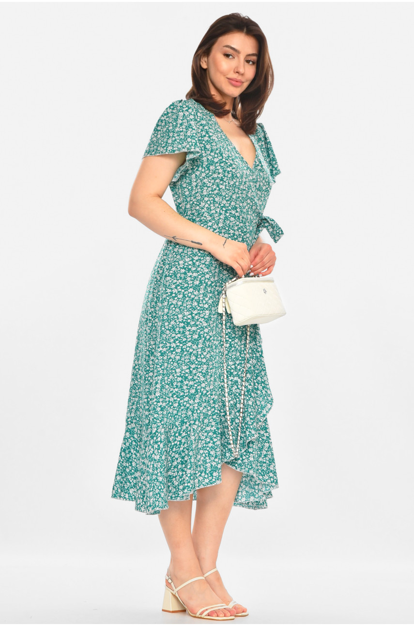 Сукня жіноча зеленого кольору з принтом 213526