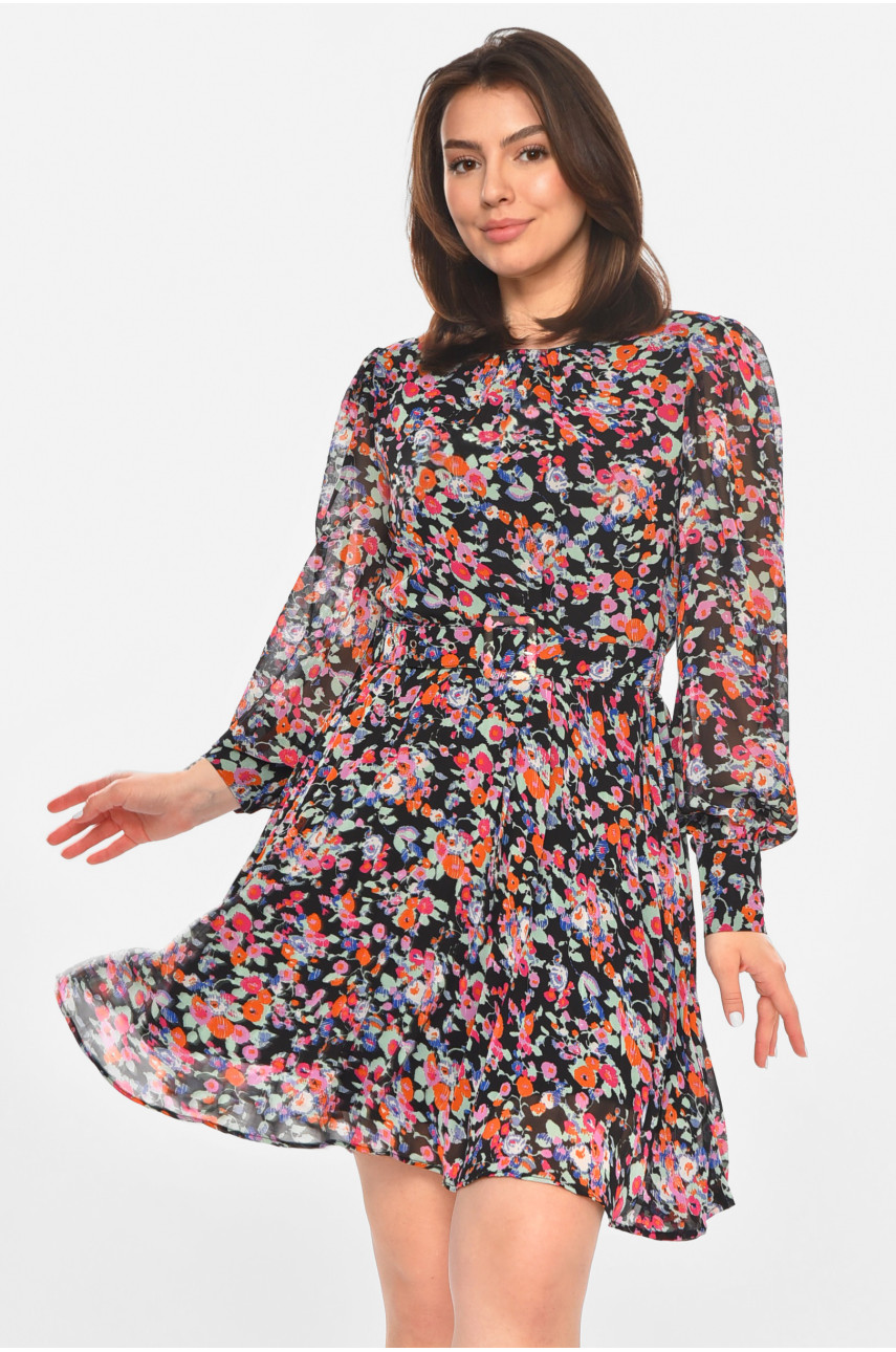Сукня жіноча чорного кольору з принтом 213528