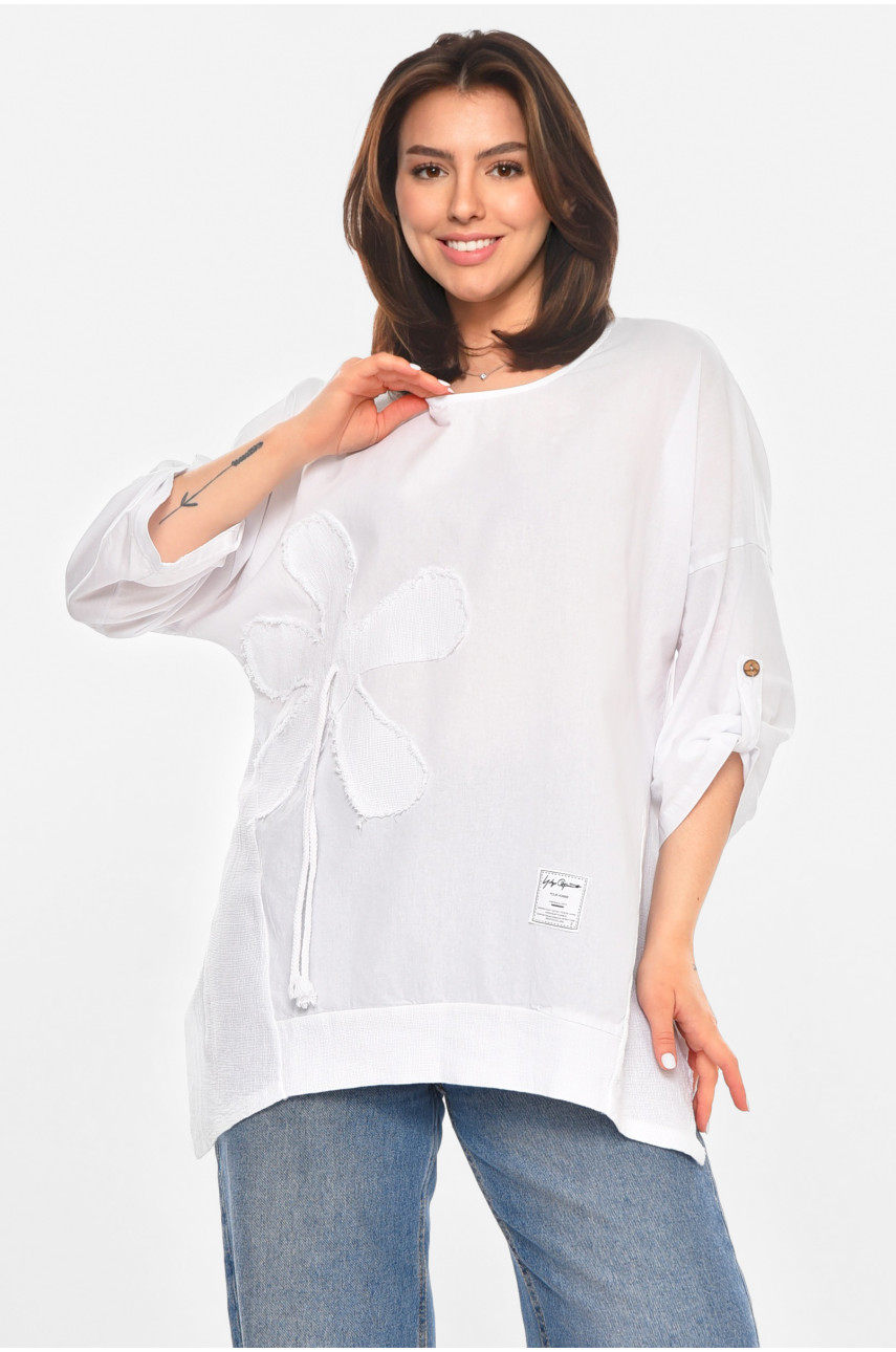 Блуза жіноча напівбатальна білого кольору 213532
