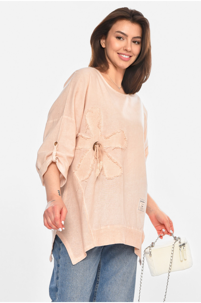 Блуза жіноча напівбатальна бежевого кольору 213533