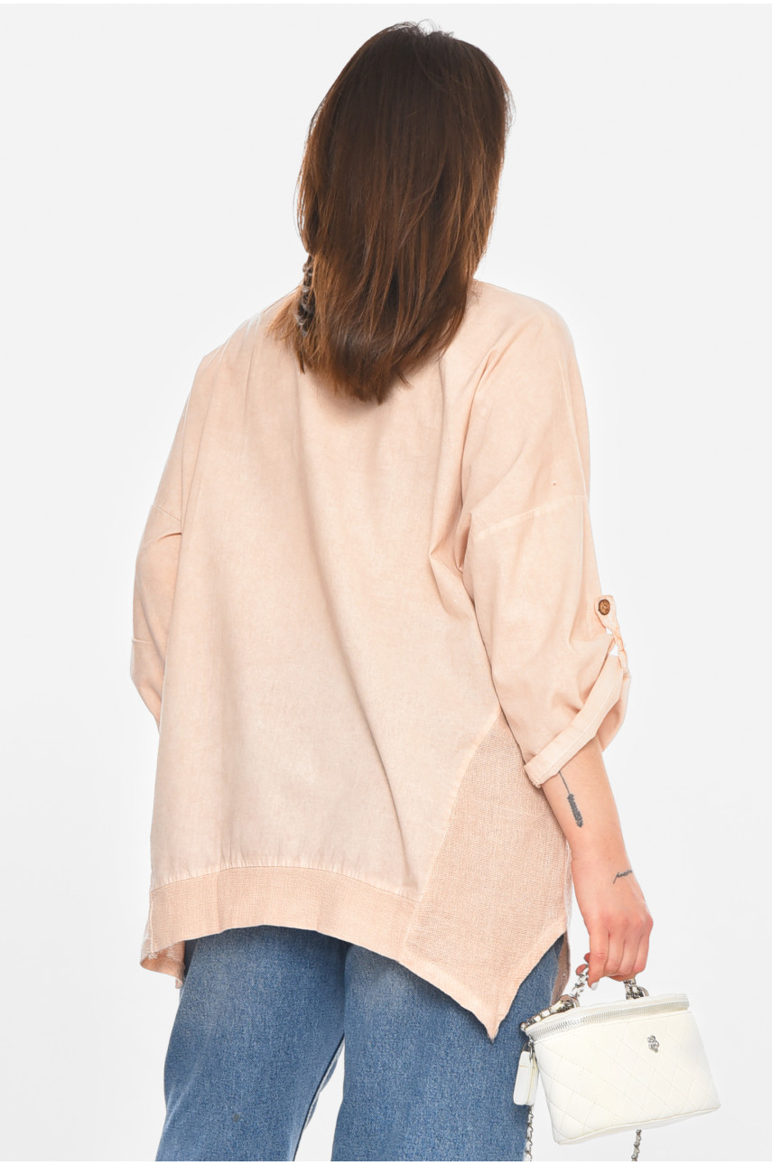 Блуза жіноча напівбатальна бежевого кольору 213533