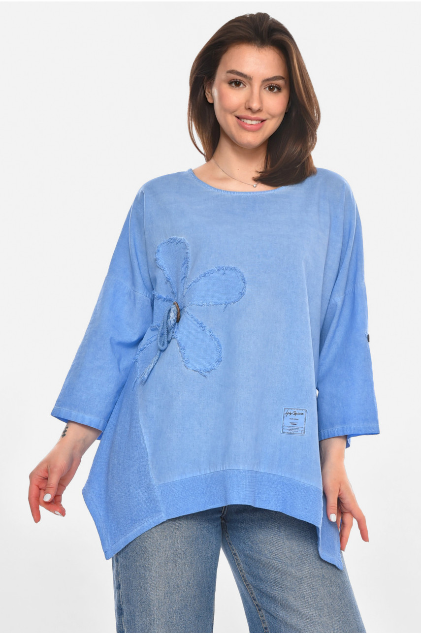 Блуза женская полубатальная голубого цвета 213534