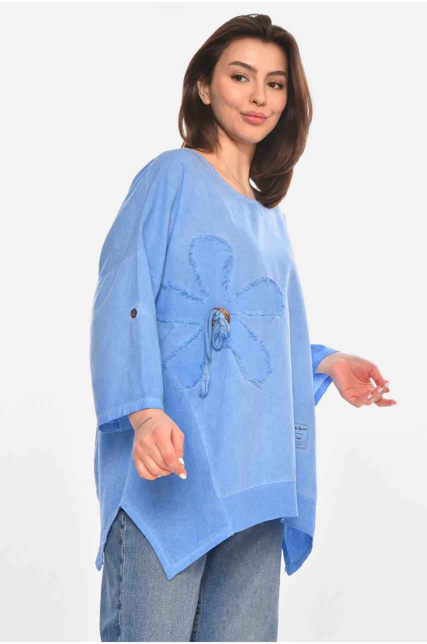 Блуза женская полубатальная голубого цвета 213534