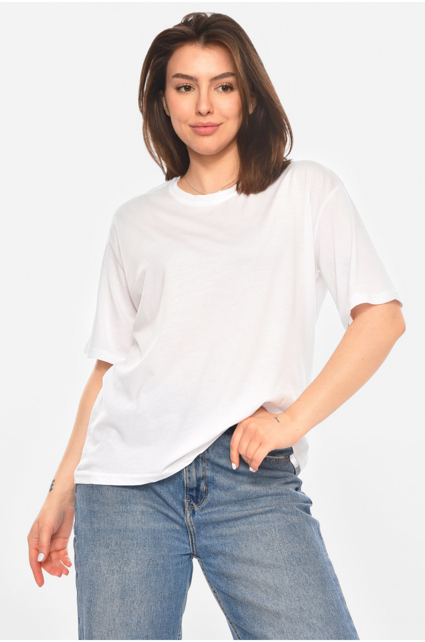 Футболка жіноча однотонна білого кольору 213535
