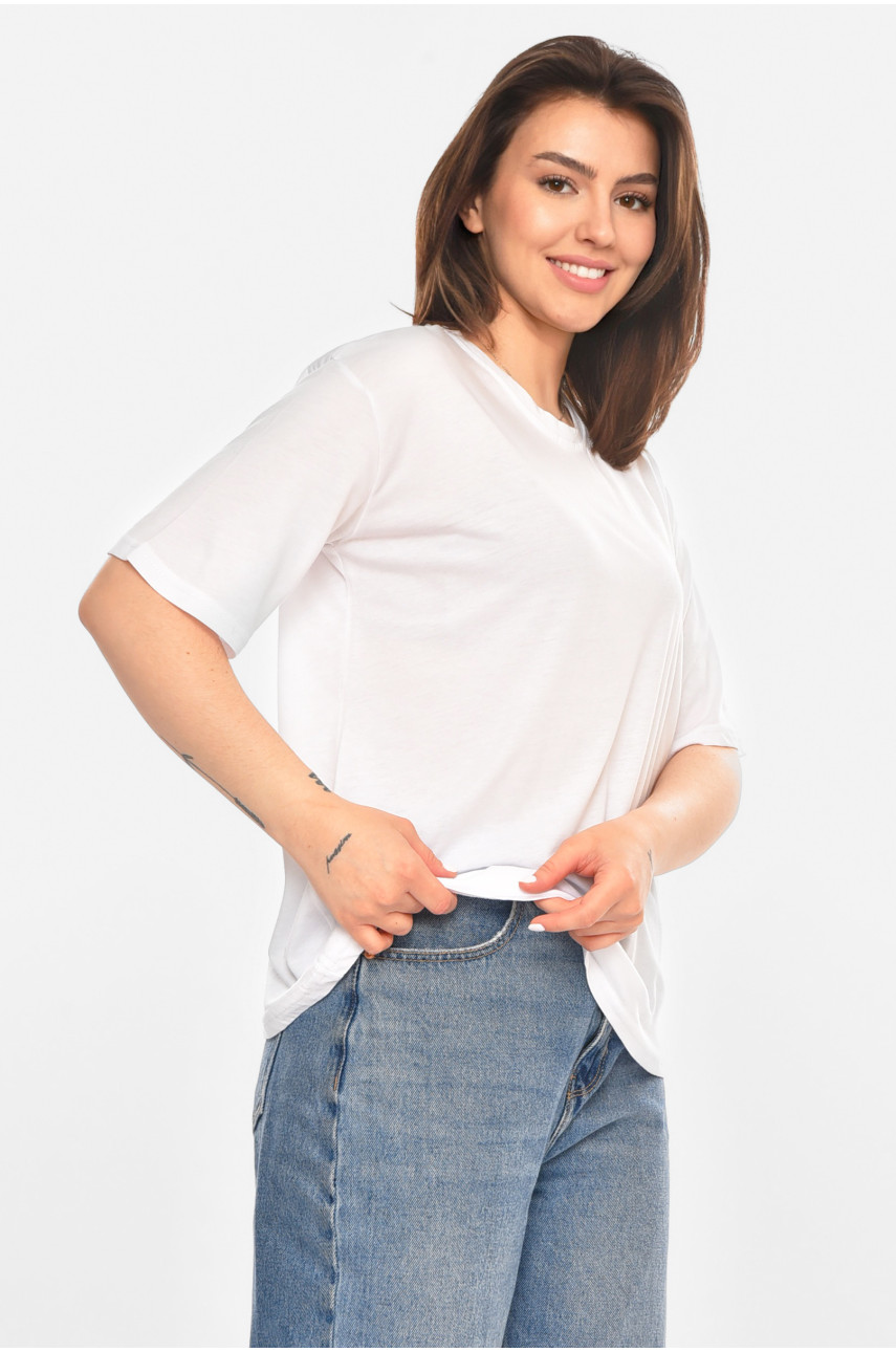 Футболка жіноча однотонна білого кольору 213535