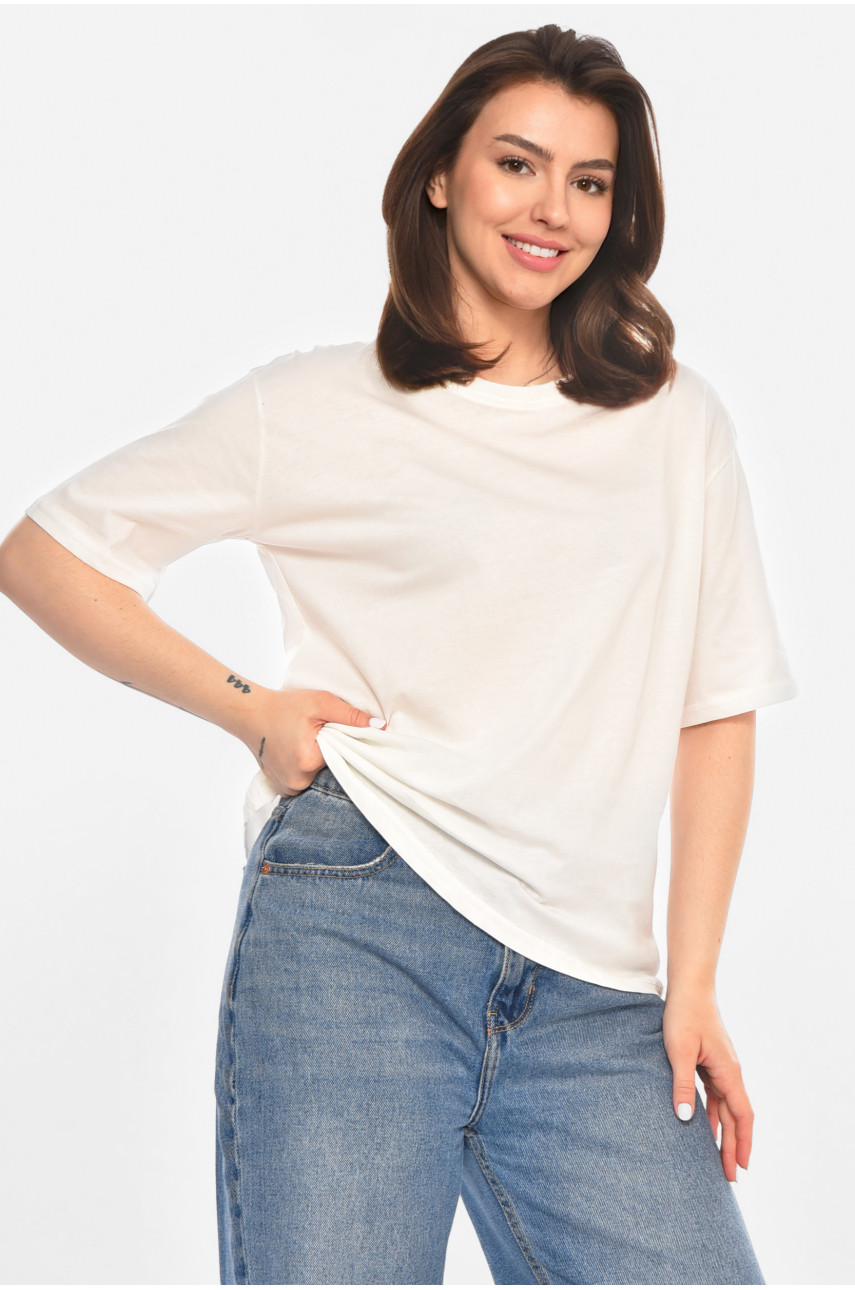 Футболка жіноча однотонна молочного кольору 213536