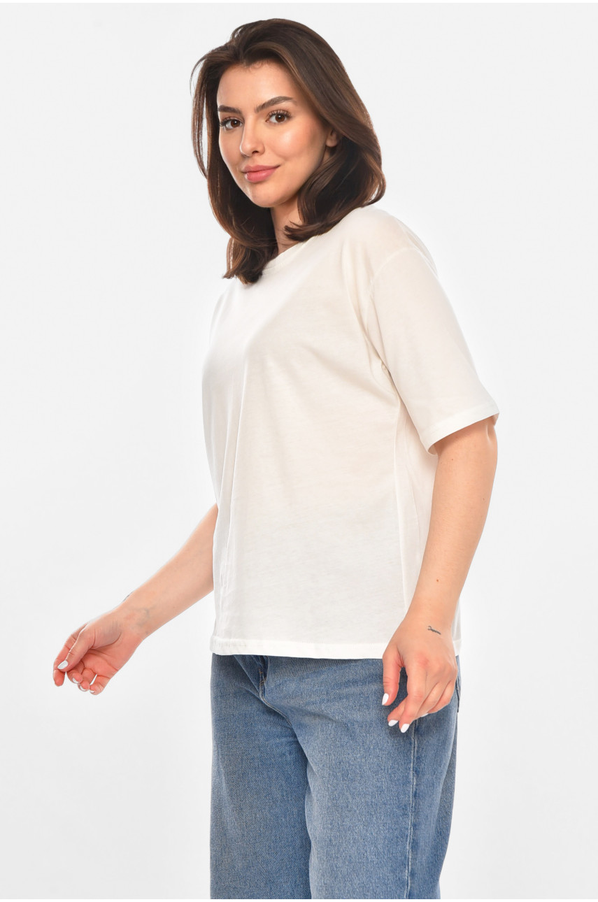 Футболка жіноча однотонна молочного кольору 213536