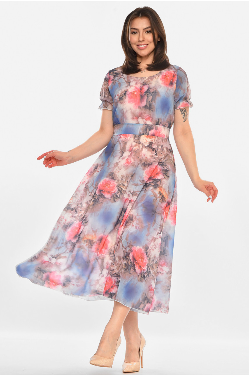 Сукня жіноча рожевого кольору з принтом 213537