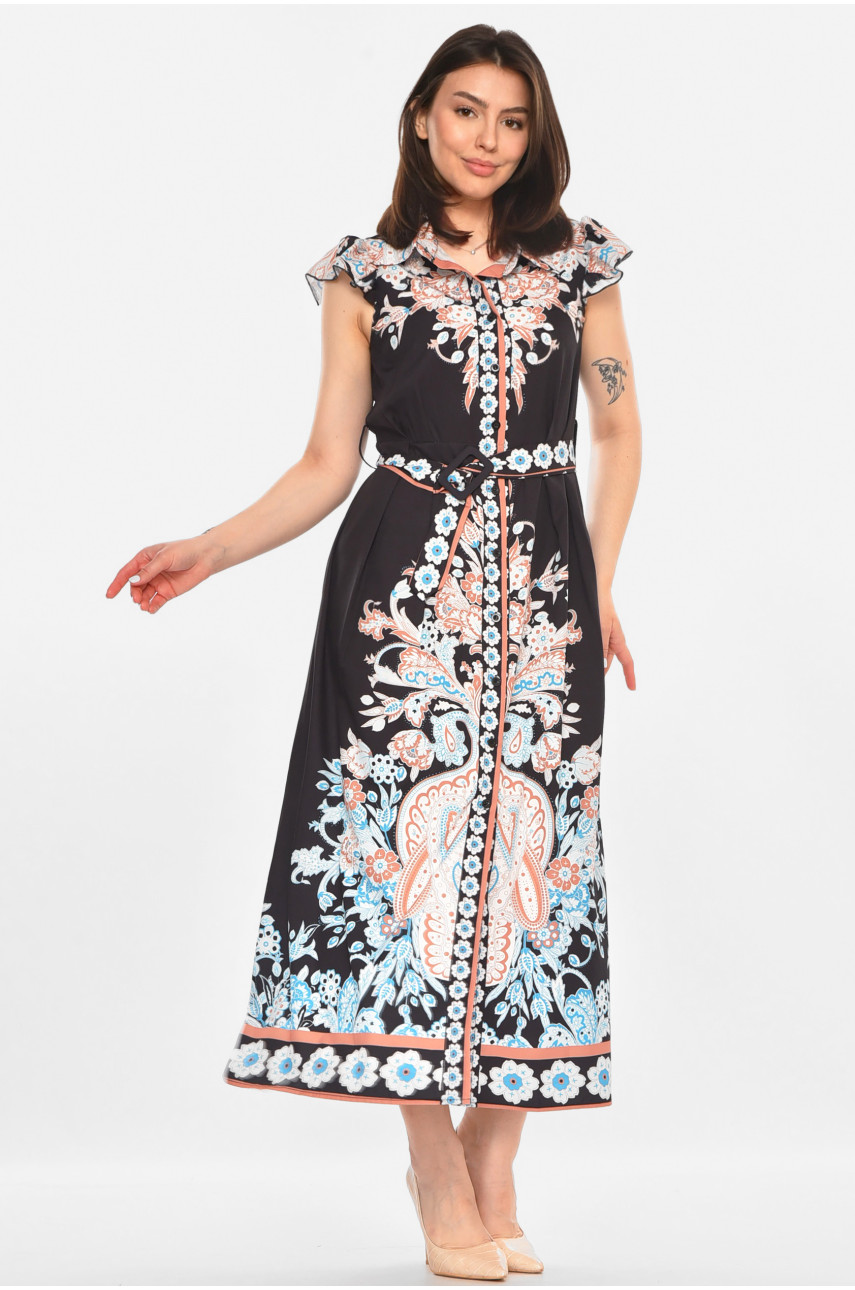 Сукня жіноча чорного кольору з принтом 213538