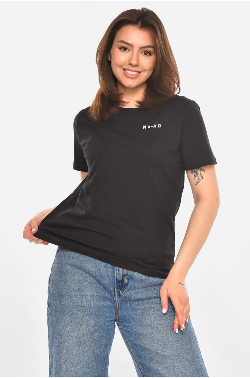 Футболка жіноча чорного кольору з принтом 213540