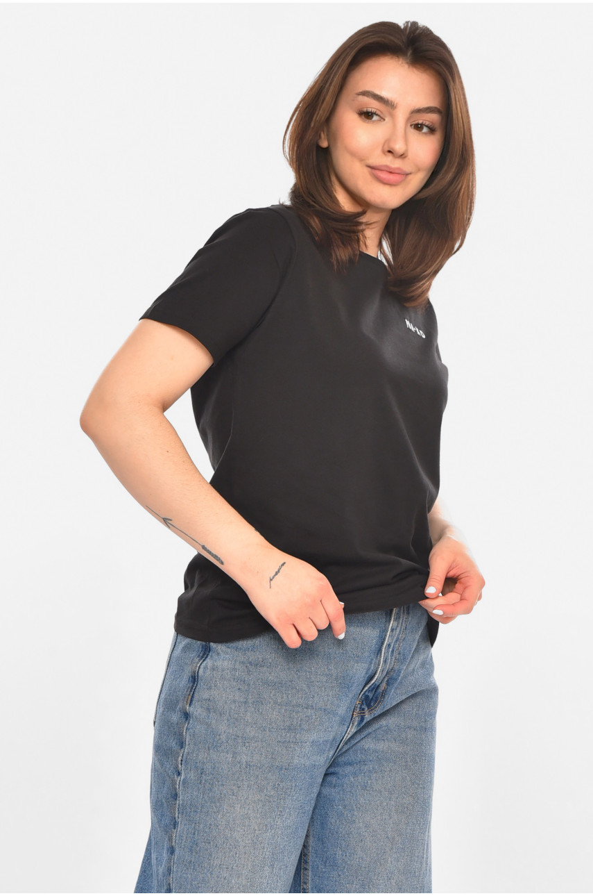Футболка жіноча чорного кольору з принтом 213540
