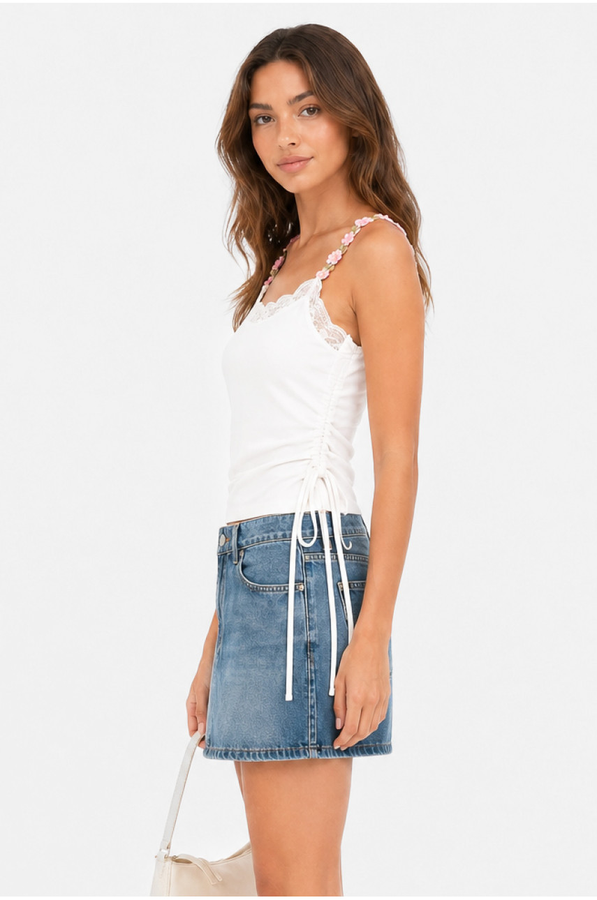 Майка жіноча однотонна білого кольору 213545