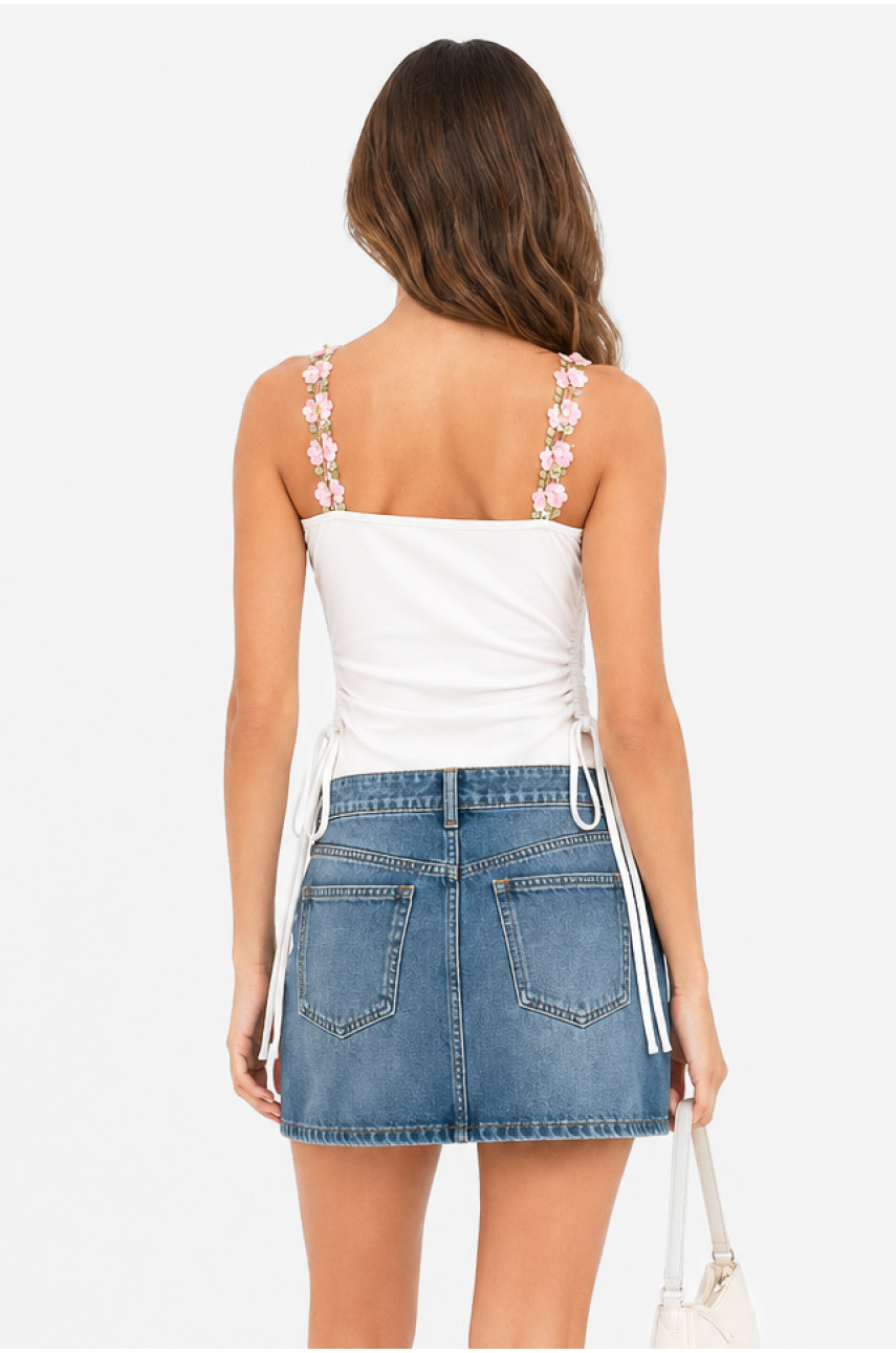 Майка жіноча однотонна білого кольору 213545