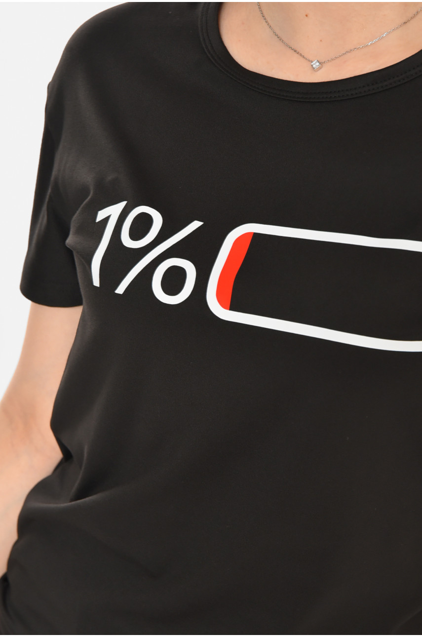 Футболка жіноча чорного кольору з принтом 213547
