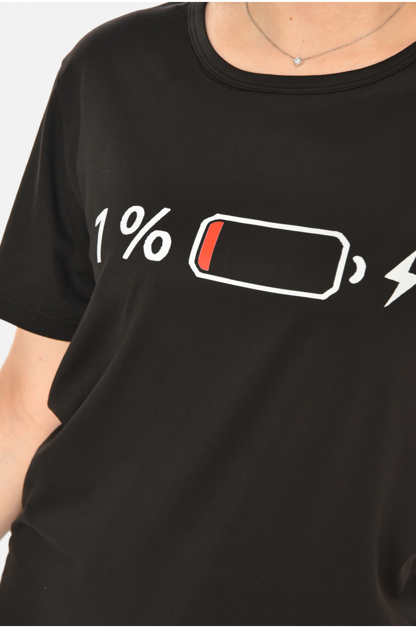 Футболка жіноча чорного кольору з принтом 213552