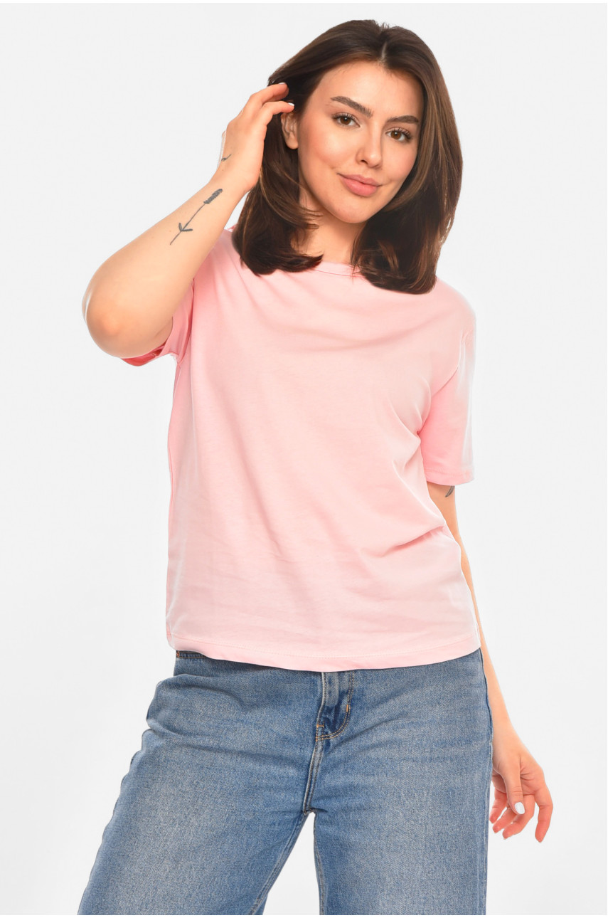 Футболка жіноча однотонна рожевого кольору 213563