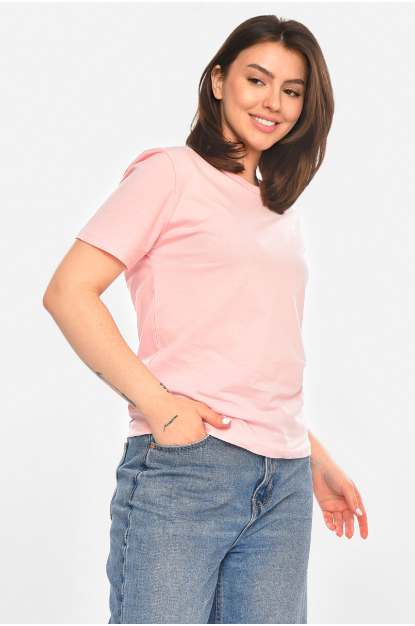 Футболка жіноча однотонна рожевого кольору 213563