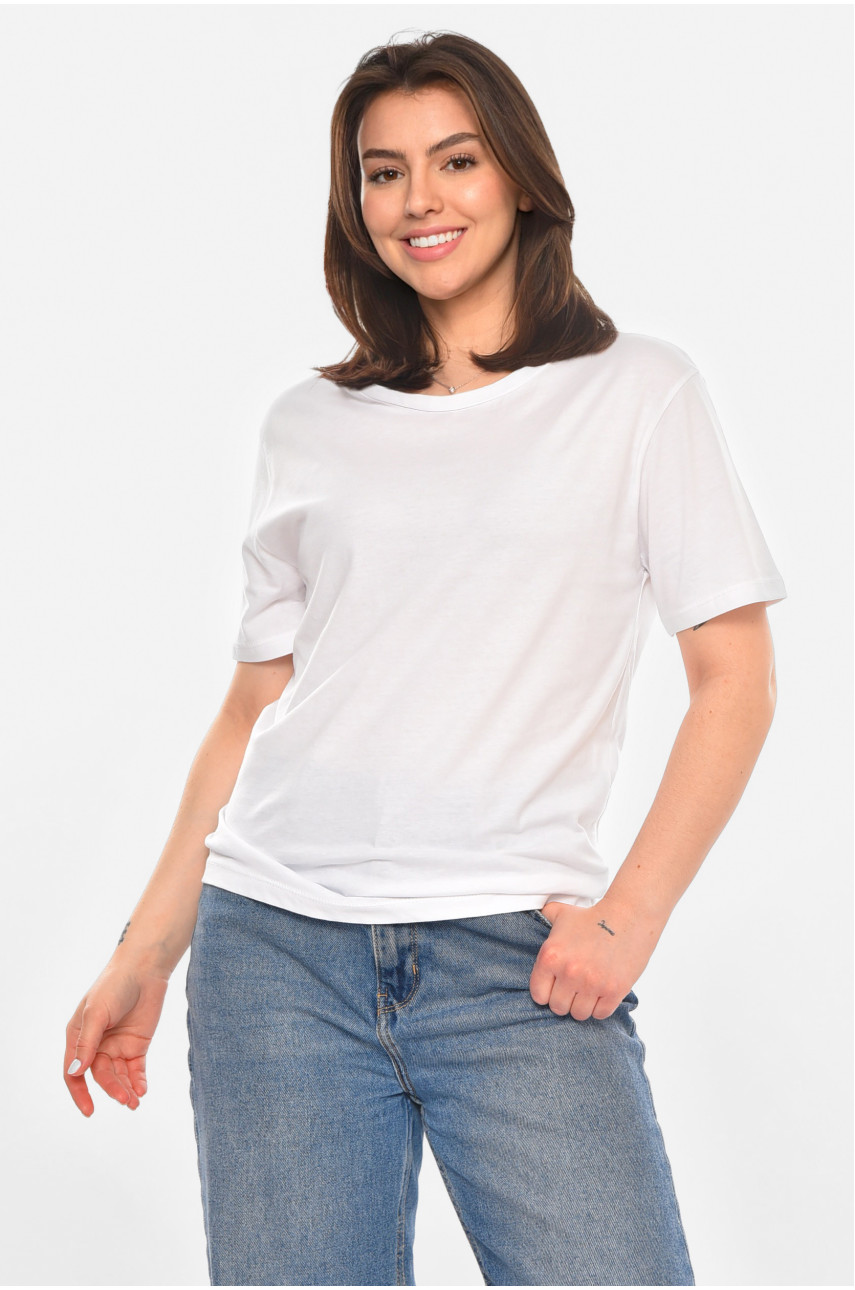 Футболка жіноча однотонна білого кольору 213567