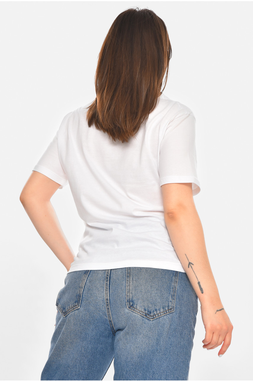 Футболка жіноча однотонна білого кольору 213567