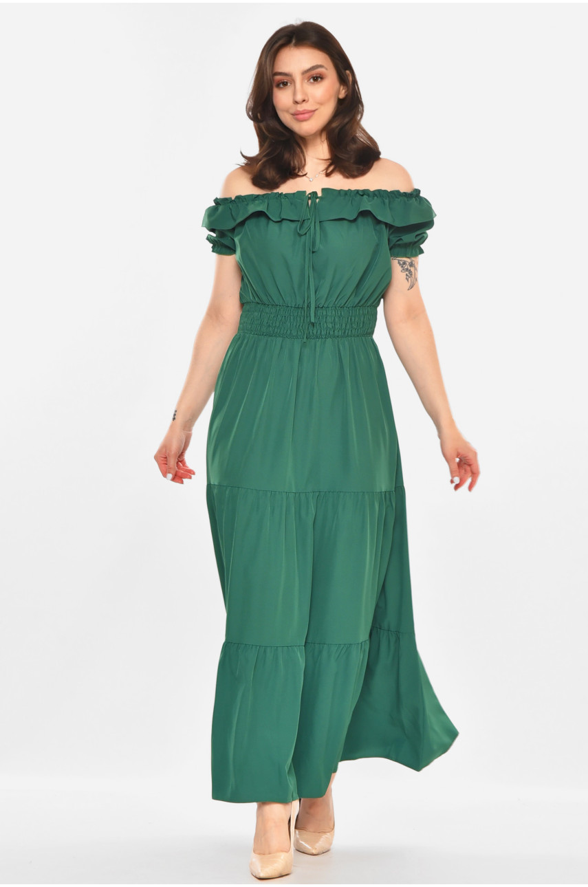 Сукня жіноча однотонна зеленого кольору 213587