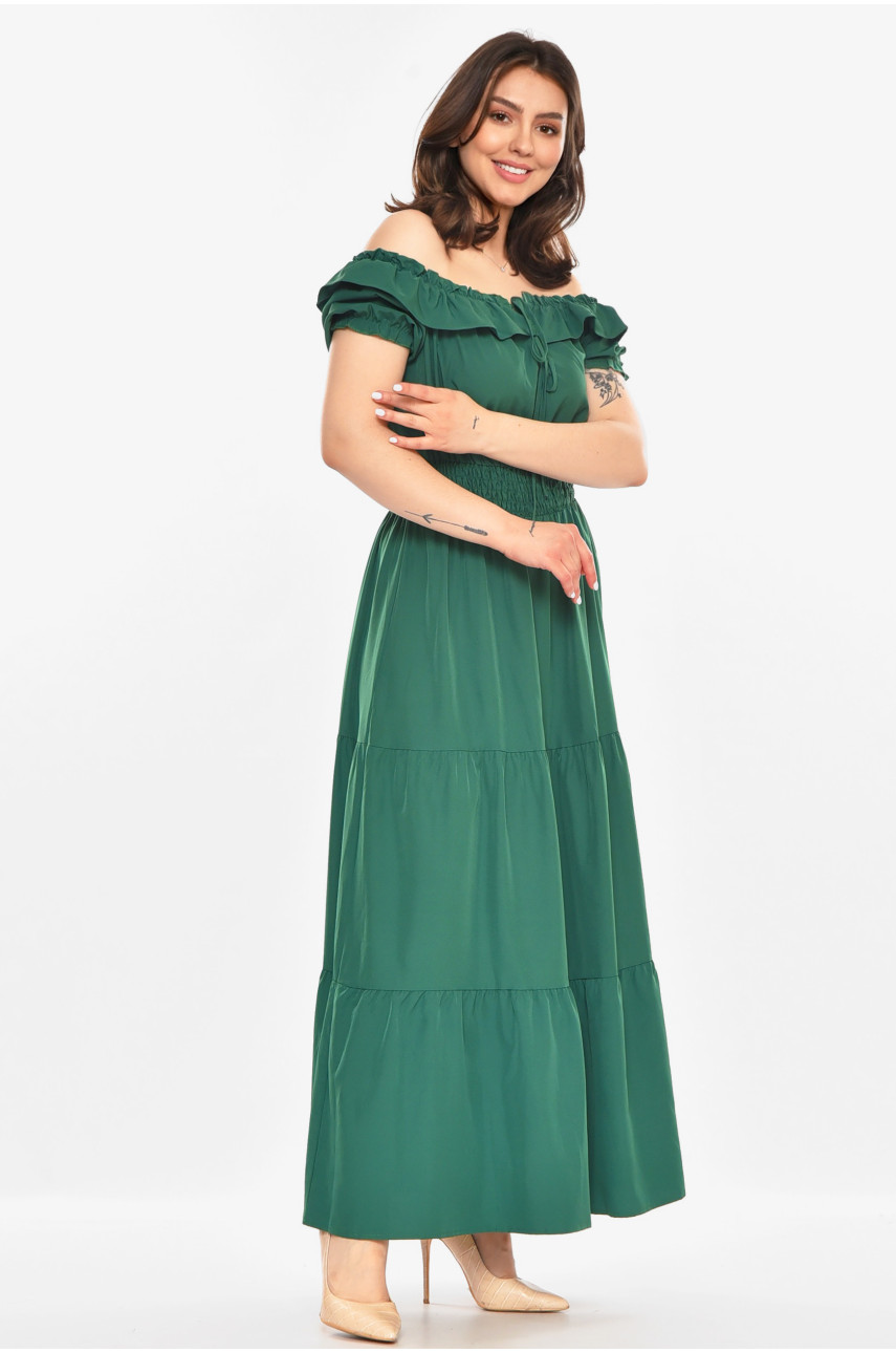 Сукня жіноча однотонна зеленого кольору 213587