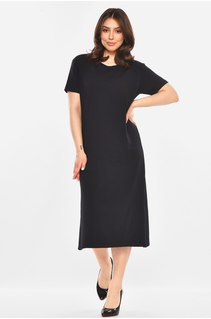Сукня жіноча однотонна чорного кольору 213591