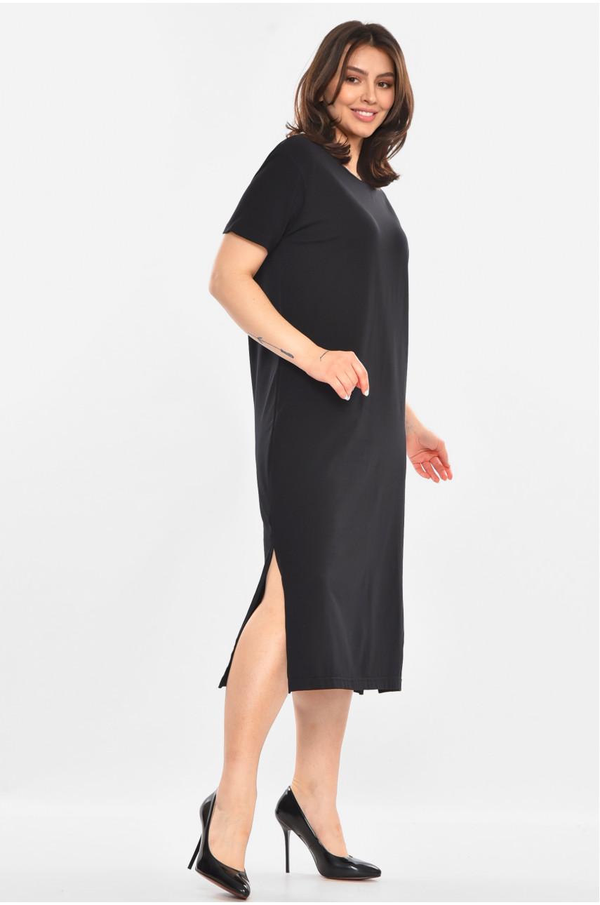 Сукня жіноча однотонна чорного кольору 213591