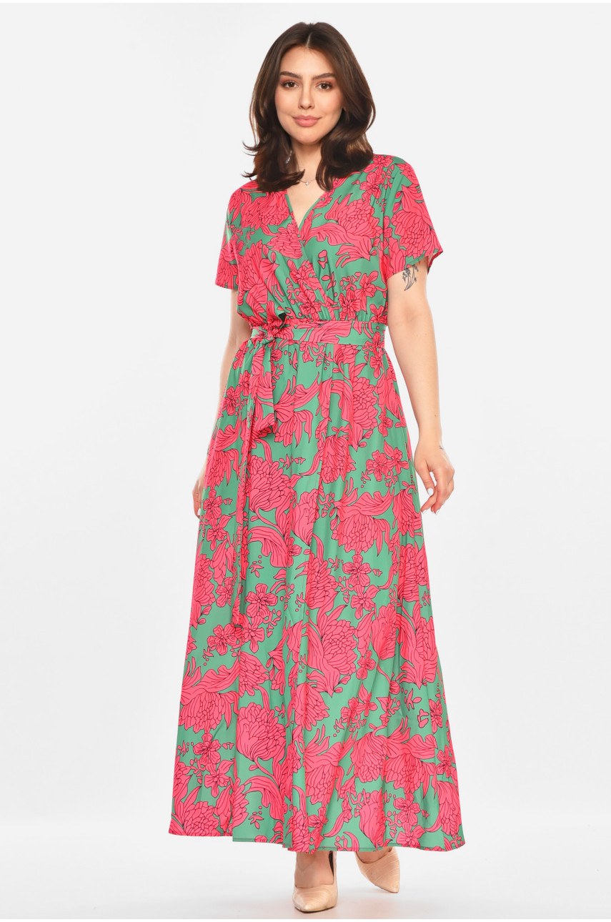Сукня жіноча зеленого кольору з принтом 213592