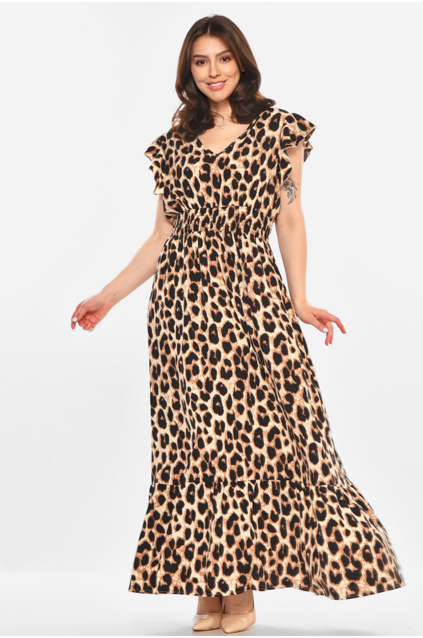 Сукня жіноча бежевого кольору з принтом 213597