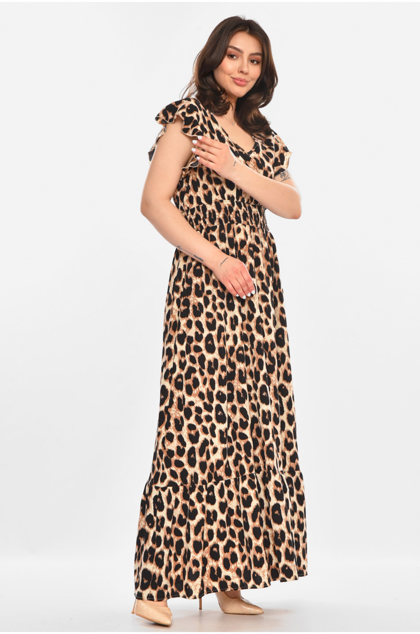 Сукня жіноча бежевого кольору з принтом 213597