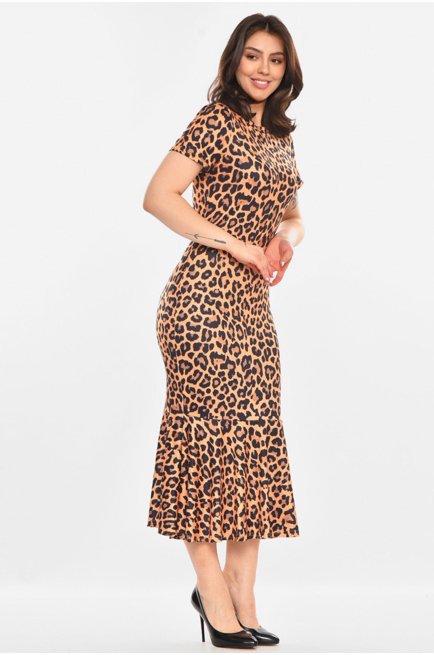 Сукня жіноча бежевого кольору з принтом 213598