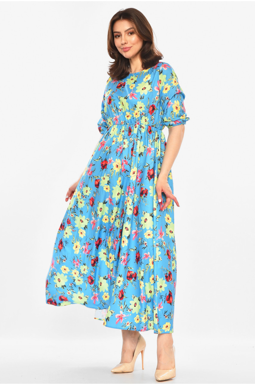 Сукня жіноча блакитного кольору з принтом 213602
