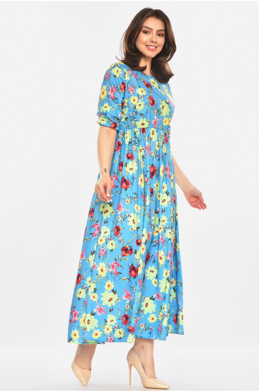 Сукня жіноча блакитного кольору з принтом 213602