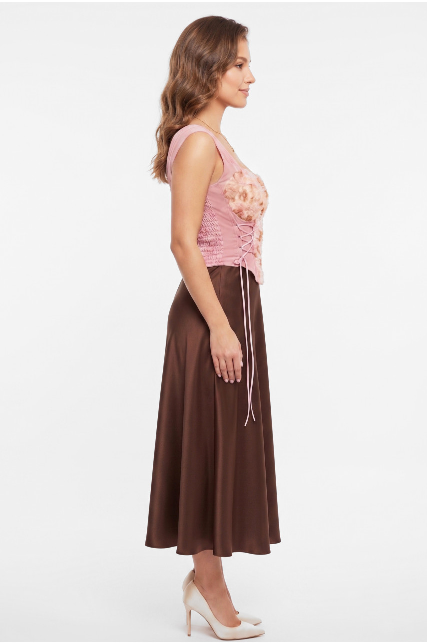 Топ жіночий однотонний рожевого кольору 213617