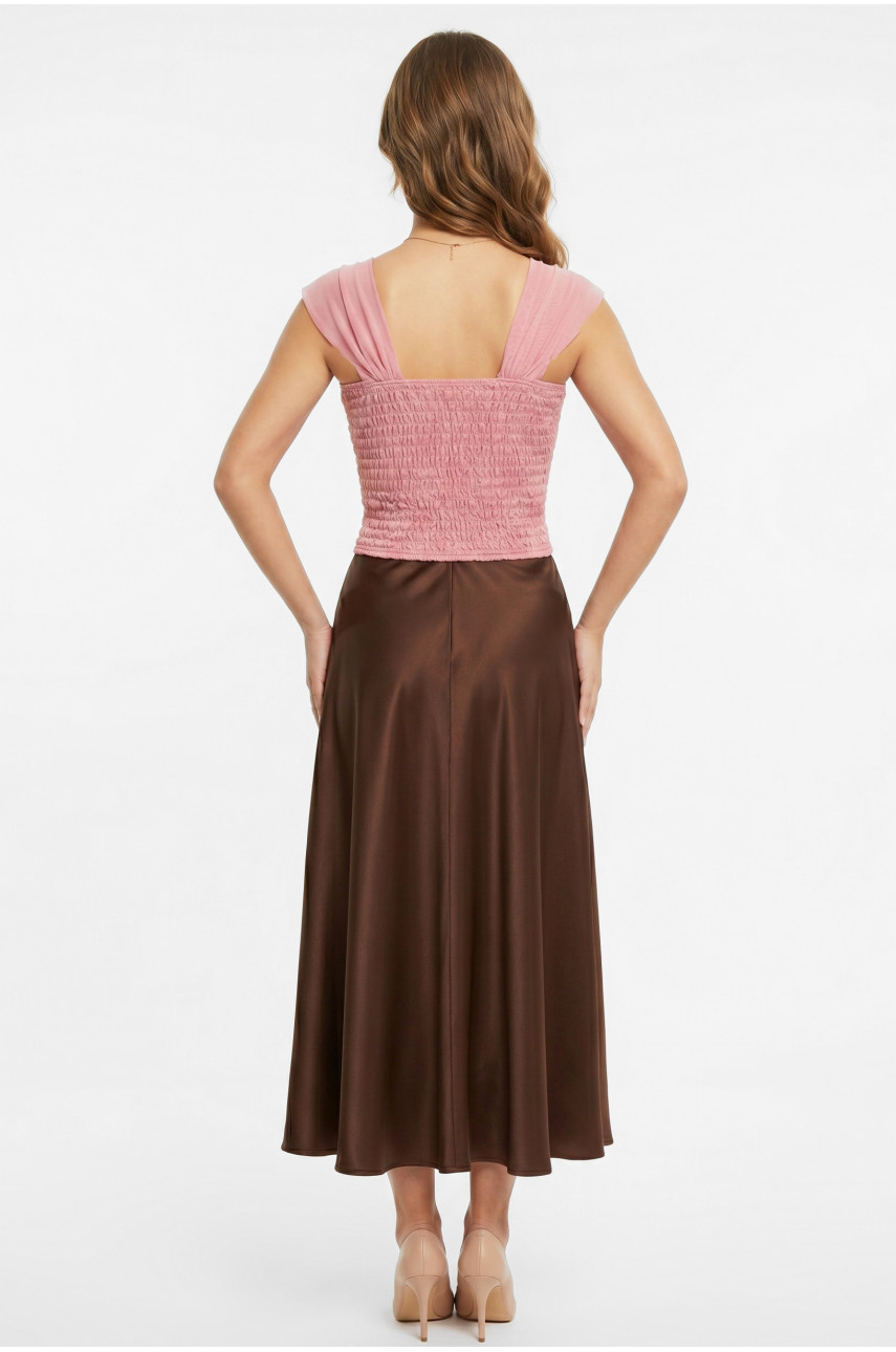 Топ жіночий однотонний рожевого кольору 213617