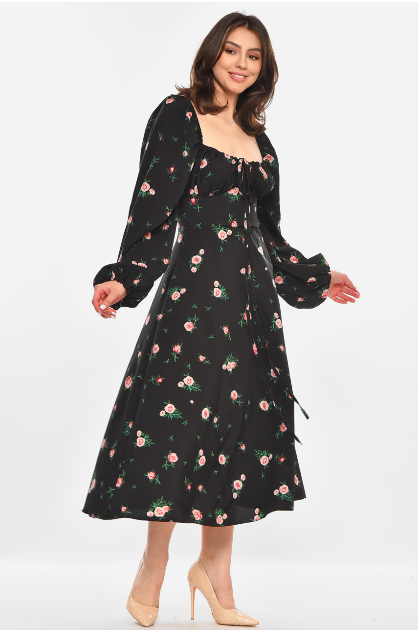 Сукня жіноча чорного кольору з принтом 213628