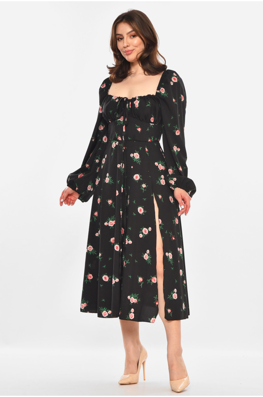 Сукня жіноча чорного кольору з принтом 213628