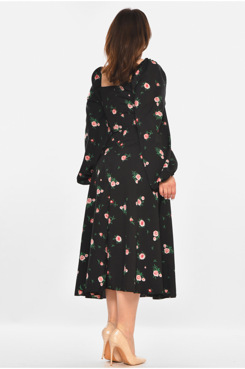 Сукня жіноча чорного кольору з принтом 213628