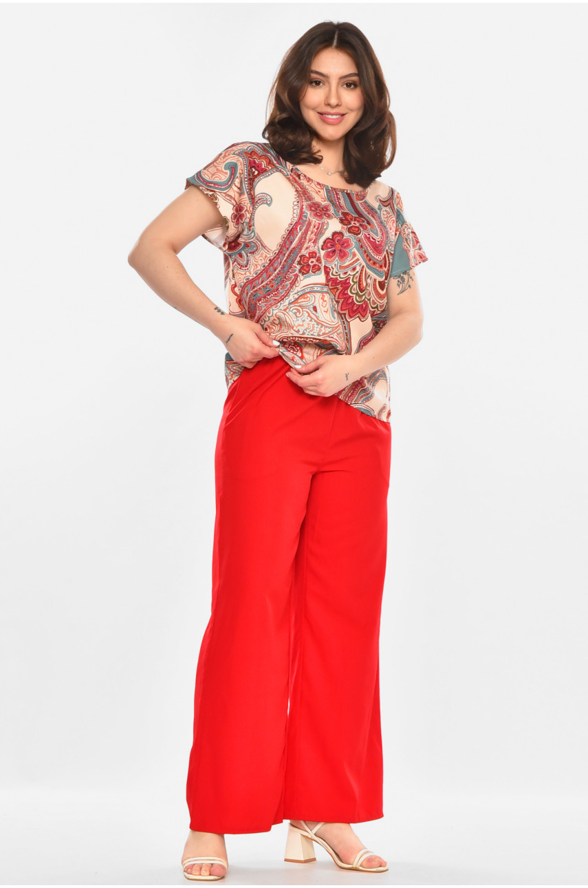 Костюм жіночий червоного кольору з принтом 213636